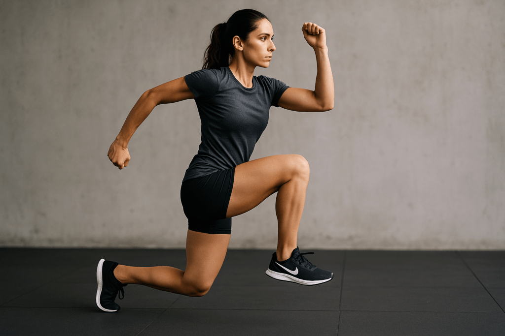 Ejercicios para glúteos - zancada hacia atrás con elevación de rodilla