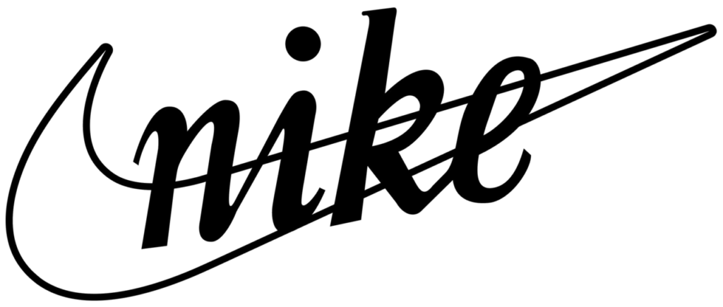 Primer logo de Nike de 1971 con el swoosh y el nombre en cursiva